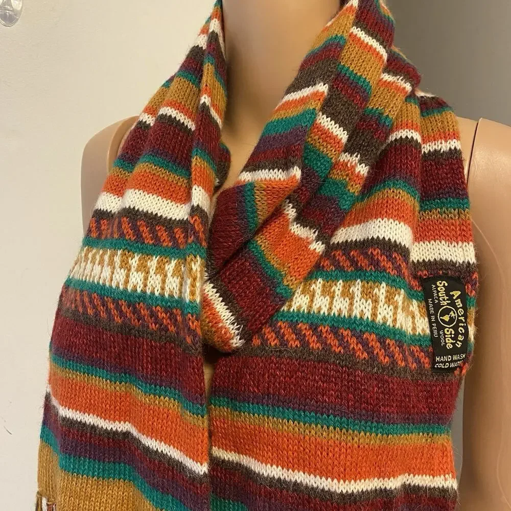 American South Side Alpaca Wool Modern Cozy Colorful Scarf Wrap Luxury Boho 72x7